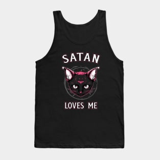 Satan Loves Me Funny Satanic Kitty Goth Tank Top